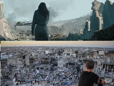 Up: District 12 (Hunger Games). Down: Gaza, Palestine.