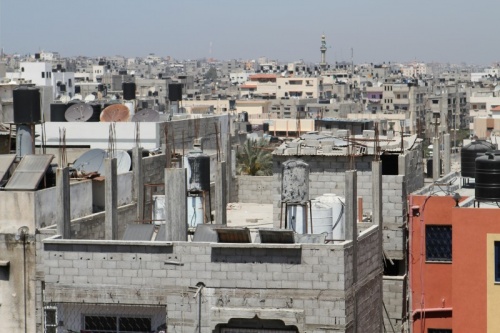Crowded Gaza City skyline