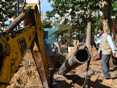 Water network repairs in Gaza City. (CMWU, Supplied)