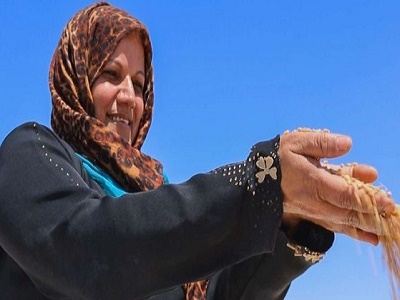 Gazan woman with wheat1
