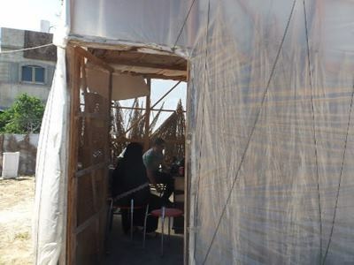 Palestinian-Syrian family lives in a nylon tent after being expelled by a landlord during to inability to pay rent (Photo: PCRF)