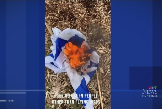 Israeli-flag-burned-Montreal