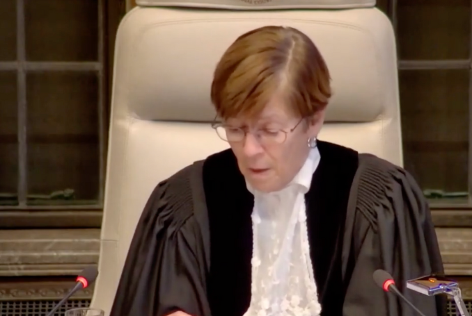 President Joan Donoghue reads the iCJ ruling on South Africa's genocide case against Israel. (Photo: video grab)